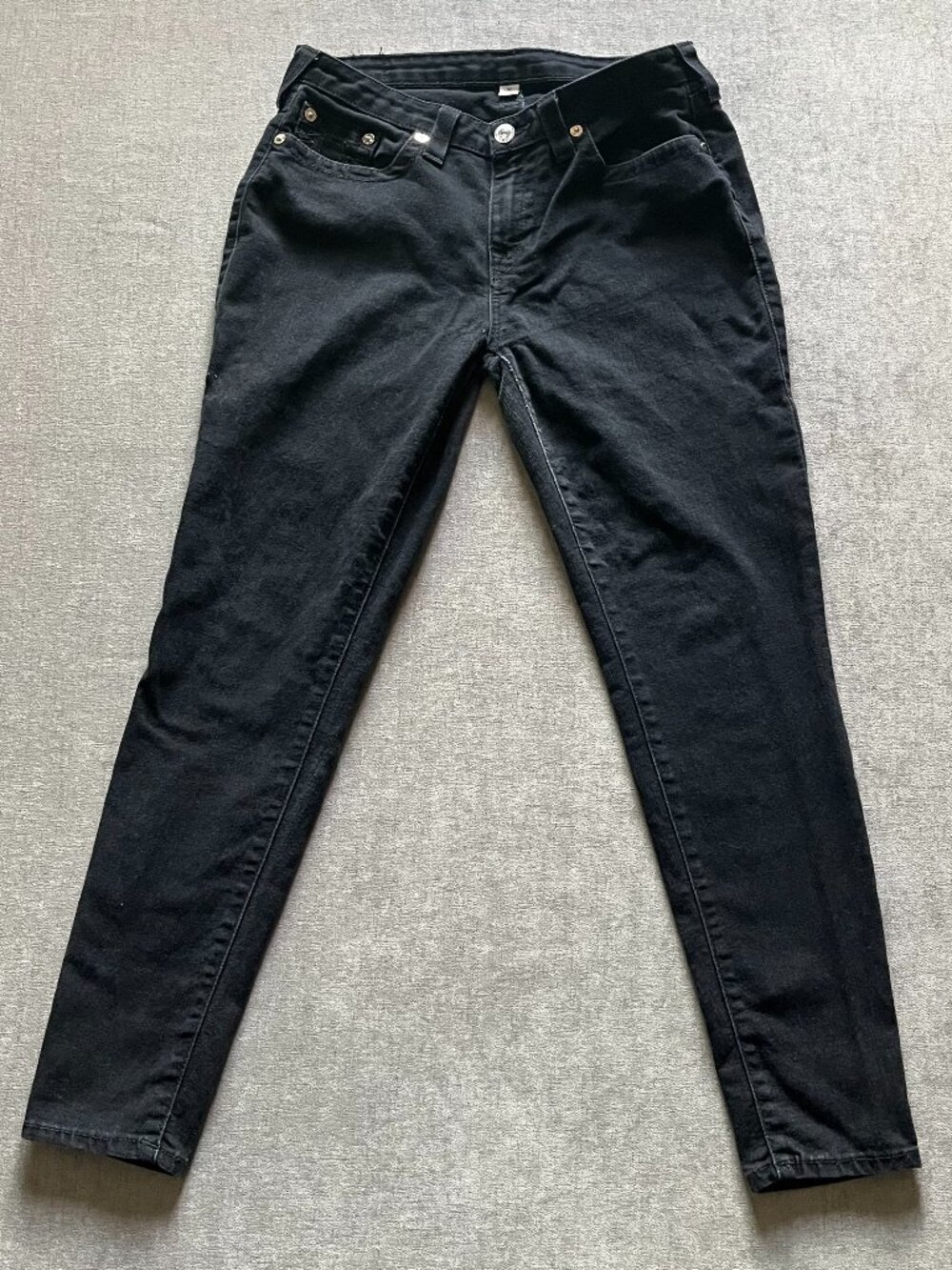 True Religion Curvy Skinny Jeans Women 32 Black Cotton Blend Casual Pockets